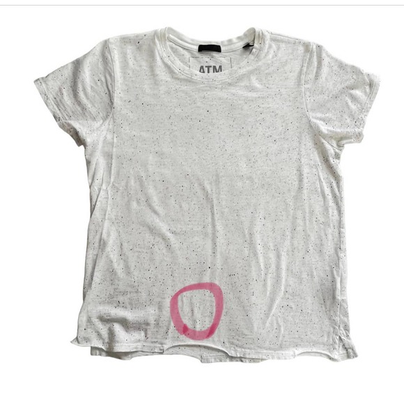 ATM Schoolboy Splatter Print Pima Cotton Distressed Hem Tee women Size S-M - Picture 11 of 12